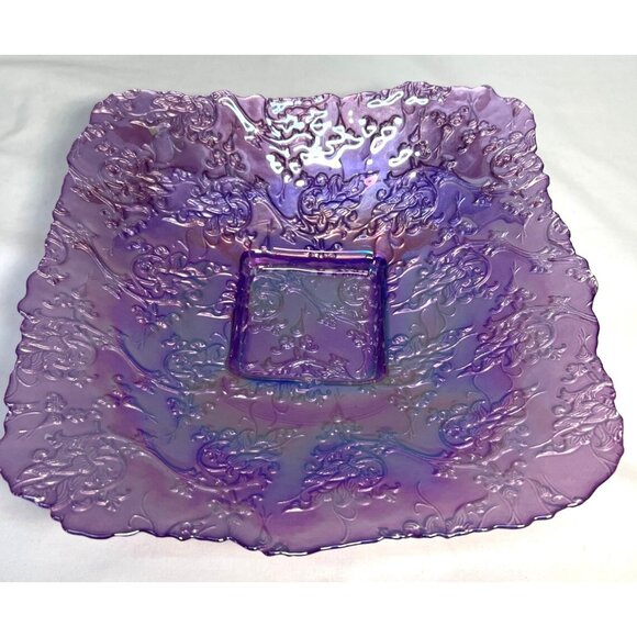 AKCAM Turkish Purple Iridescent Luster Dish Bowl Hand Made Decor - Picture 1 of 4